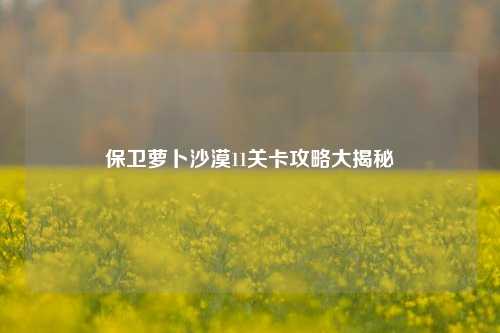 保卫萝卜沙漠11关卡攻略大揭秘