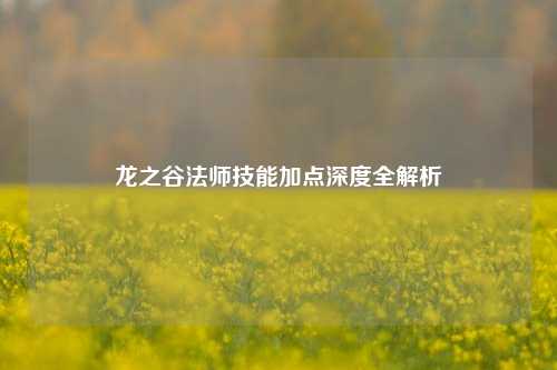 龙之谷法师技能加点深度全解析