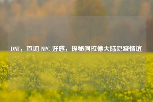 DNF，查询 NPC 好感，探秘阿拉德大陆隐藏情谊