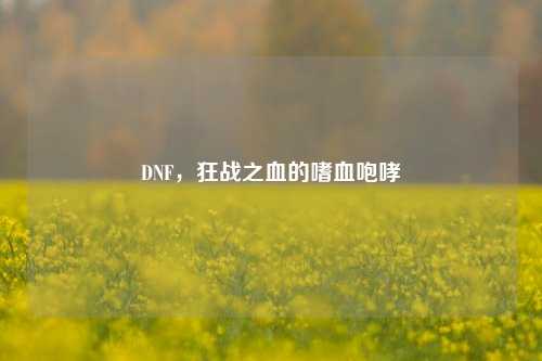 DNF，狂战之血的嗜血咆哮