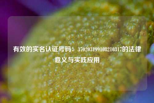有效的实名认证号码：370203199108210317的法律意义与实践应用