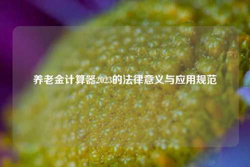 养老金计算器2023的法律意义与应用规范