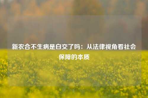 新农合不生病是白交了吗：从法律视角看社会保障的本质