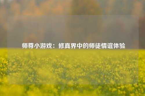  师尊小游戏：修真界中的师徒情谊体验