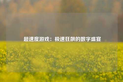  超速度游戏：极速狂飙的数字盛宴