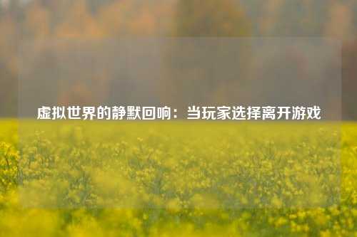 虚拟世界的静默回响：当玩家选择离开游戏