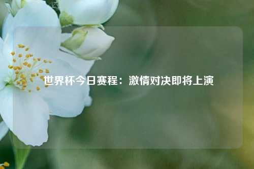 世界杯今日赛程:激情对决即将上演