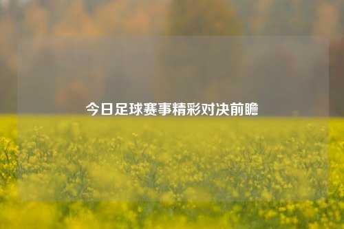 今日足球赛事精彩对决前瞻