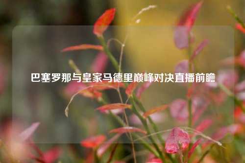 巴塞罗那与皇家马德里巅峰对决直播前瞻